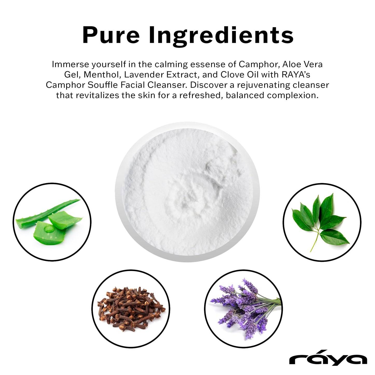 Raya Camphor Soufflé Facial Cleanser (101) - pH-Balanced Blemish Facial Wash for Oily & Break-Out Skin, Blackheads & Whiteheads, Clarify Pores, Refreshing Camphor Formula, Smooth Complexion - 4oz