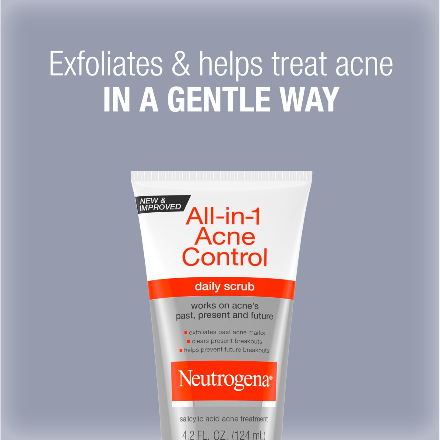 Neutrogena All-In-1 Acne Control Daily Face Scrub to Exfoliate & Treat Acne, with 2% Salicylic Acid Acne Medication, Exfoliating Acne Facial Scrub for Acne Marks & Breakouts, 4.2 fl. oz, 3 Pack