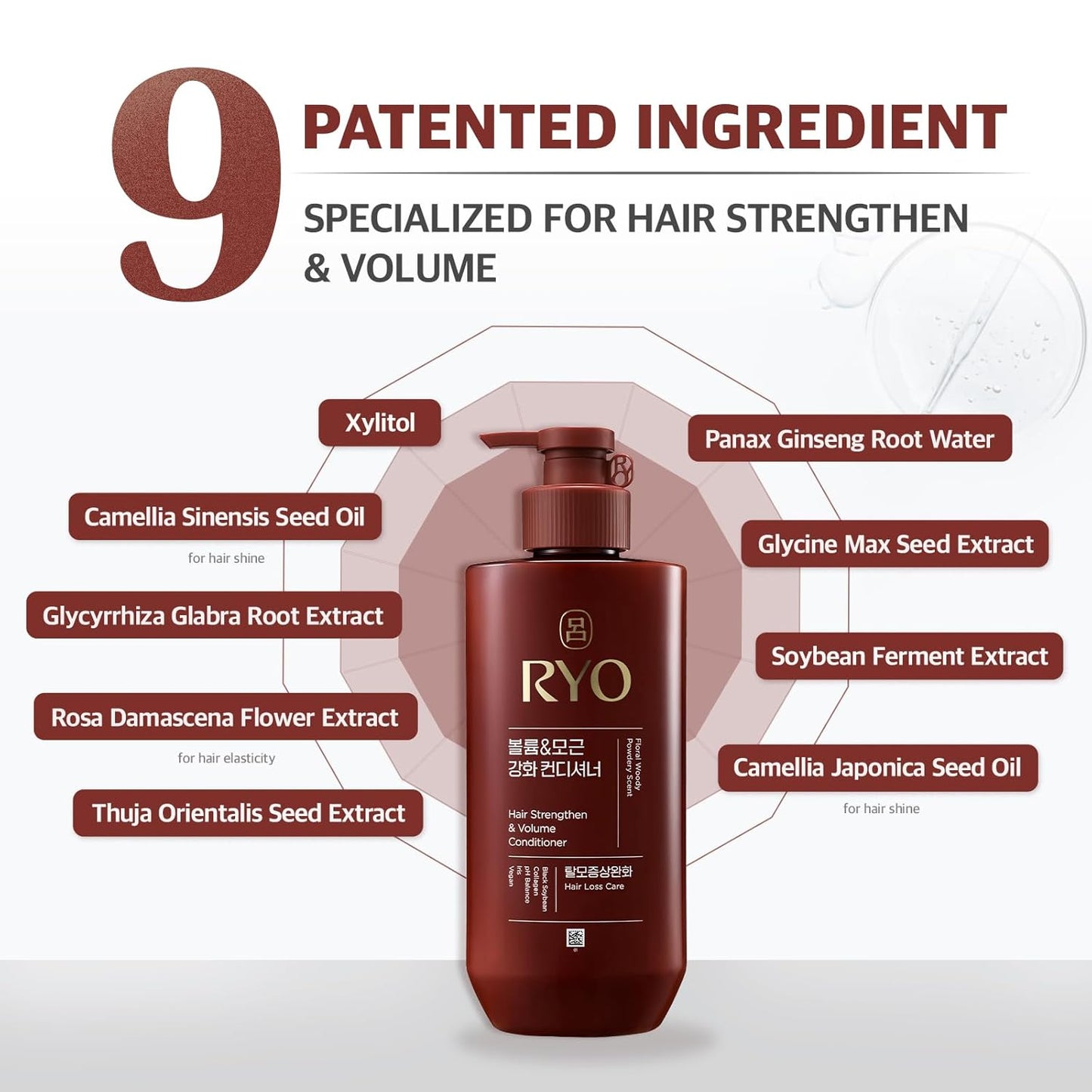 RYO Hair Strength Expert Care Shampoo & Conditioner Set - Korean Ginseng for Oily Scalp & Fine Hair | Strengthening & Volumizing