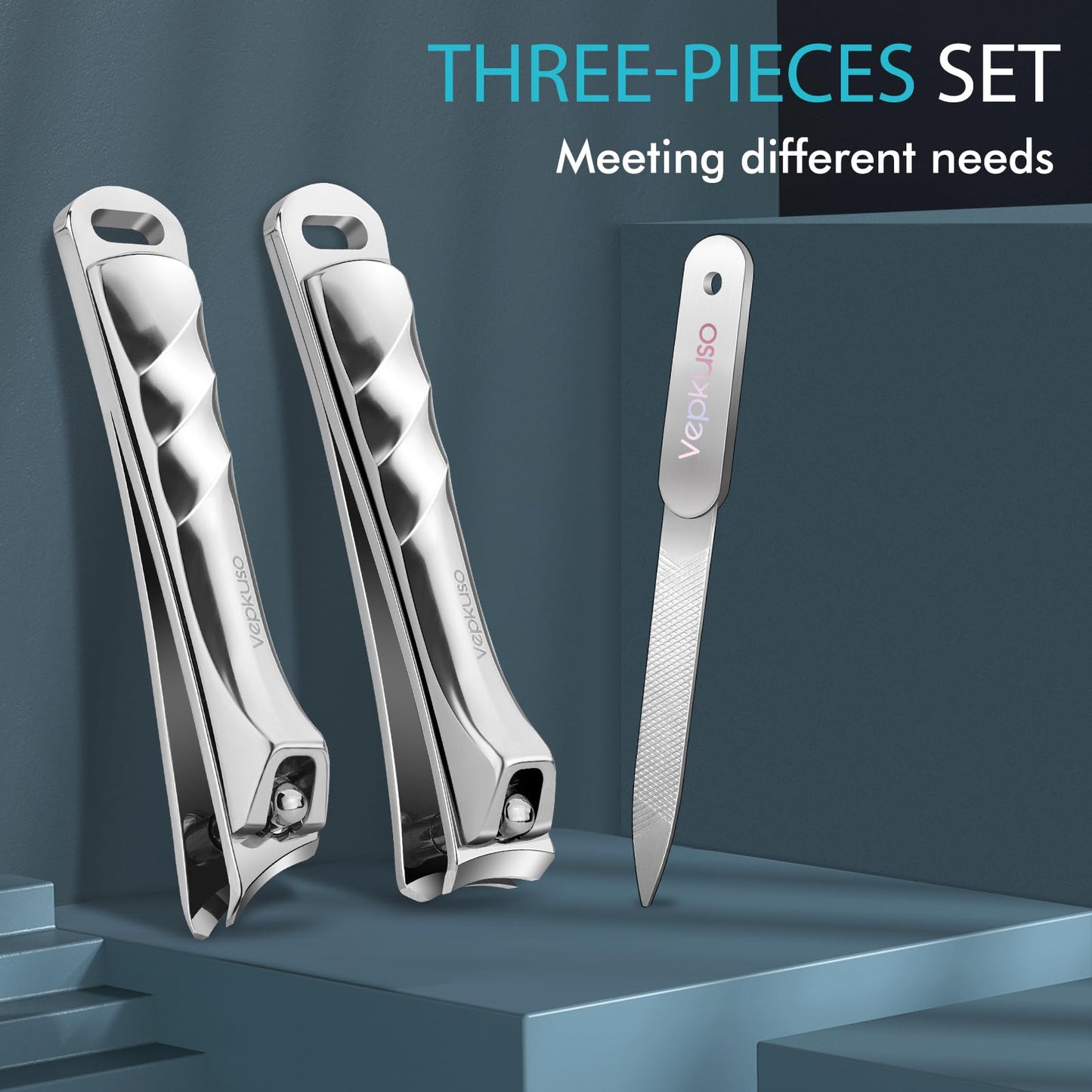 Nail Clippers for Seniors, Wide Jaw Fingernail Clippers and Angled Head Toenail Clippers for Thick Nail, Professional German Nail Clippers for Men, Women&Pregnant