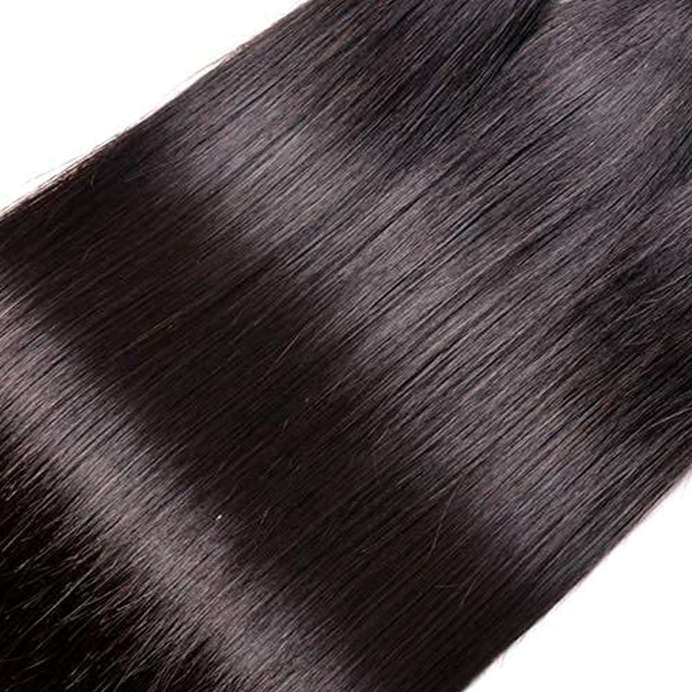 GveoXvo Straight Human Hair Bundles 16 18 20 Inch Straight 3 Bundles Human Hair Brazilian Remy Virgin Hair Extensions Straight Hair Bundle Natural Black 50g Per Bundle