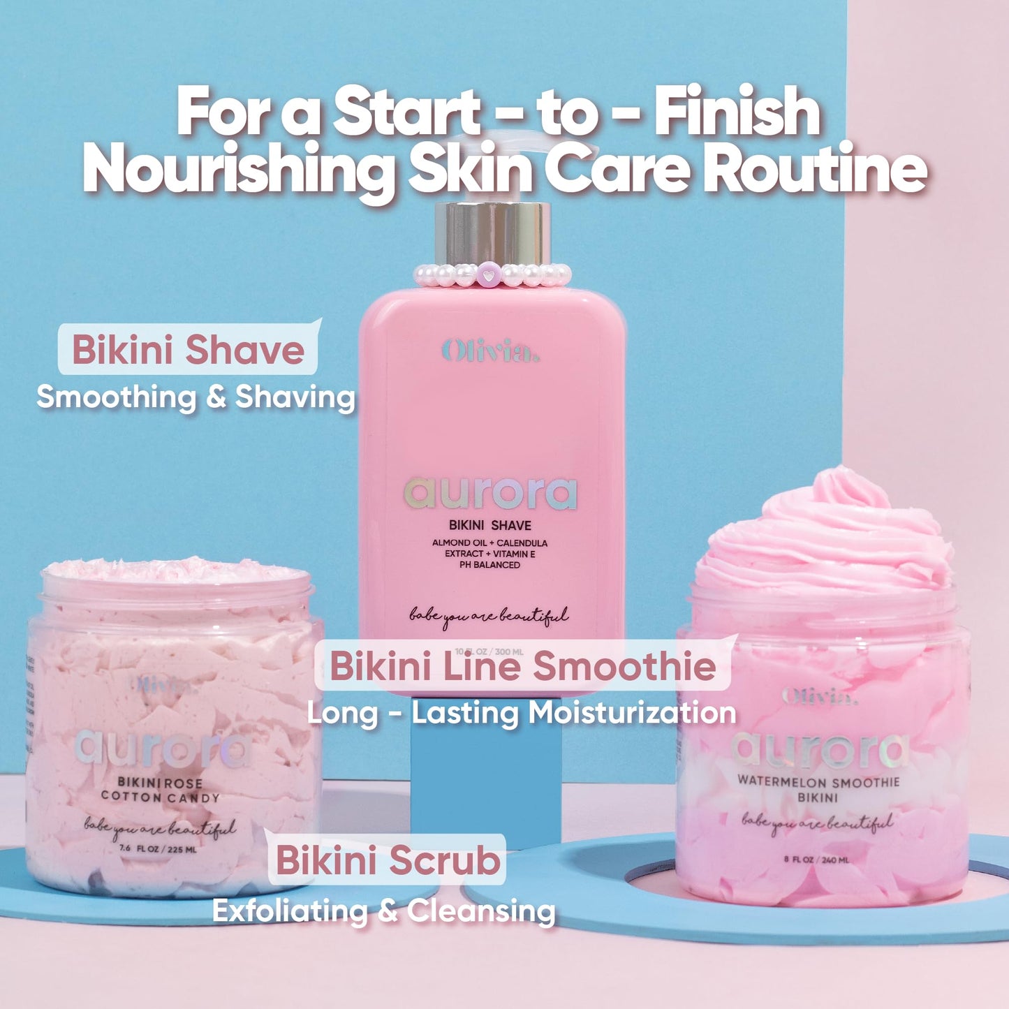 Olivia Beauty Ultra-Gentle Shaving Cream for Women - Organic Shave Butter, Intimate Bikini & Leg Shave Cream - Moisturizing & Fragrance-Free - Ideal for Sensitive Skin - 10 Fl Oz