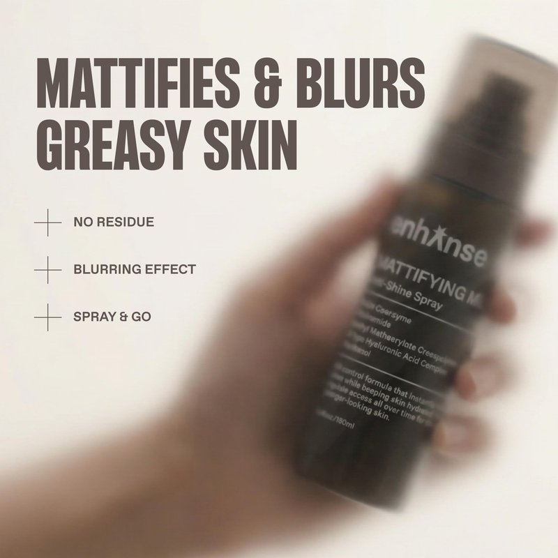 Enhanse Mattifying Milk Anti Shine Face Spray for Men, Oil Control Mist with Niacinamide, Hyaluronic Acid Complex, NAD+ Coenzyme and Panthenol, Skin Care for Men, Travel Size, 3.4 Fl Oz