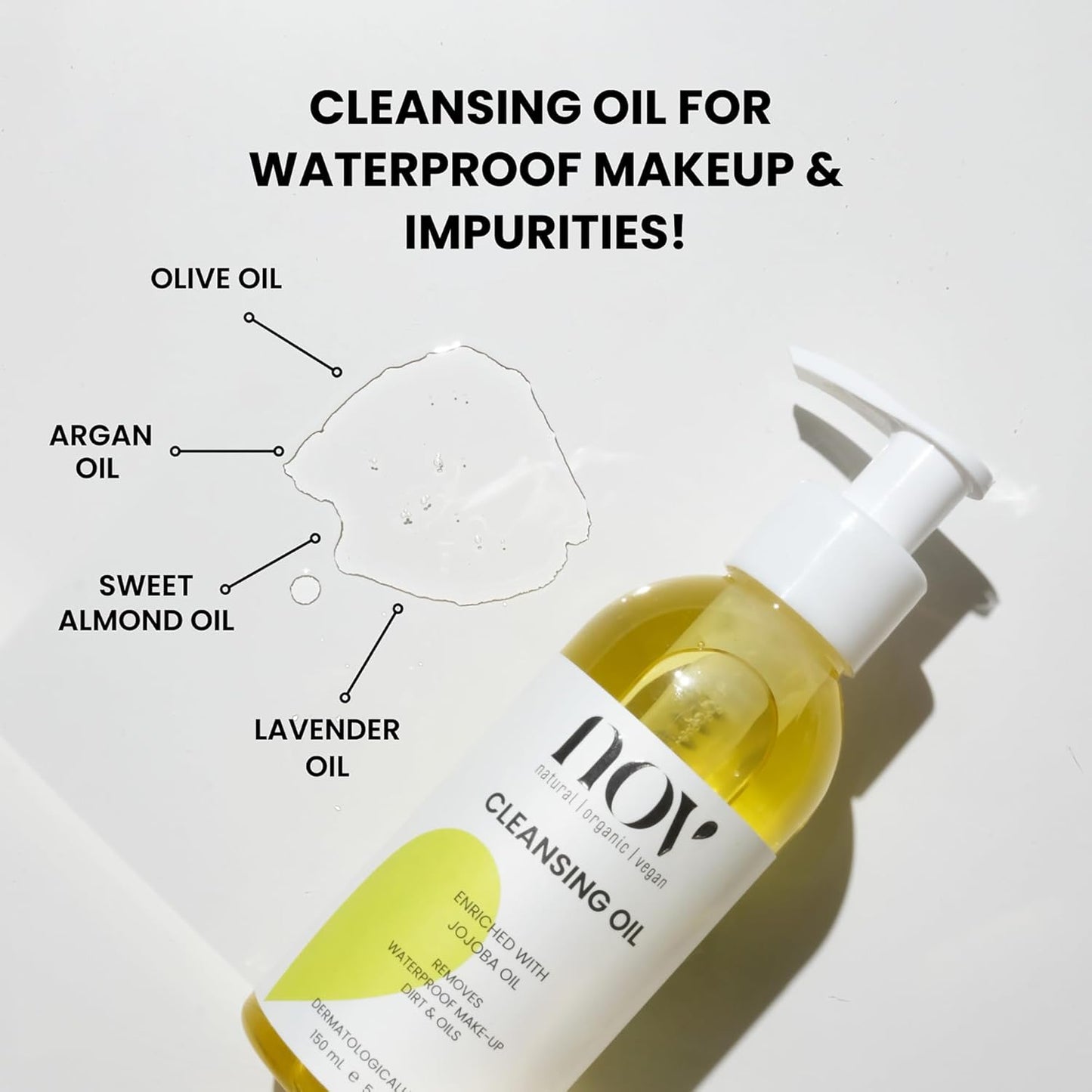 Cleansing Oil - Waterproof Makeup Remover & Hydrating Face Cleanser with Sweet Almond Oil - 5.07 oz