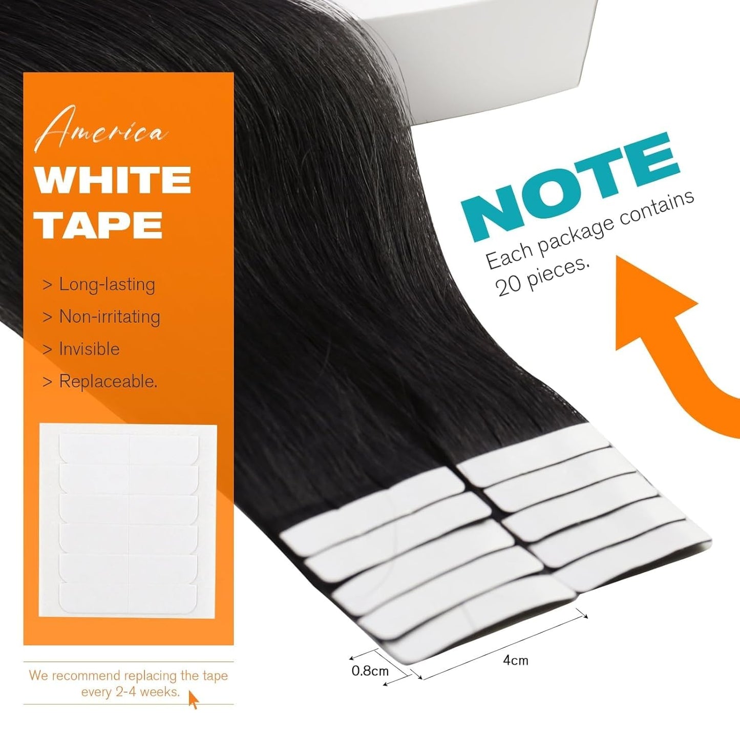 Sunny Hair Natural Black Tape in Hair Extensions Human Hair