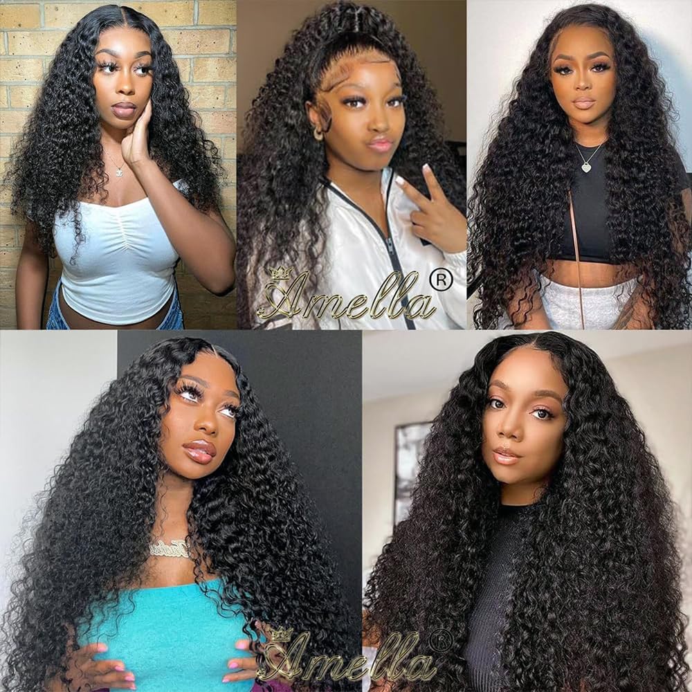 Curly Wave Human Hair Bundles 26 Inch Kinky Curly Single Bundle #1B Natural Black Human Hair Unprocessed Native Virgin Hair 100g Total Double Weft Crochet Human Hair Extensions for Women