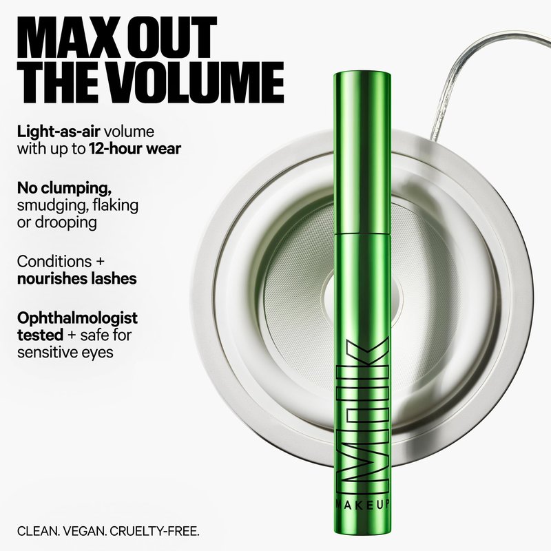 Milk Makeup KUSH Big Hit Volumizing Mascara – 12HR Clean High-Volume Mascara for Lifting, Lengthening + Defining Lashes – Clump + Smudge-Free, Weightless + Safe for Sensitive Eyes – Black, 0.14 oz