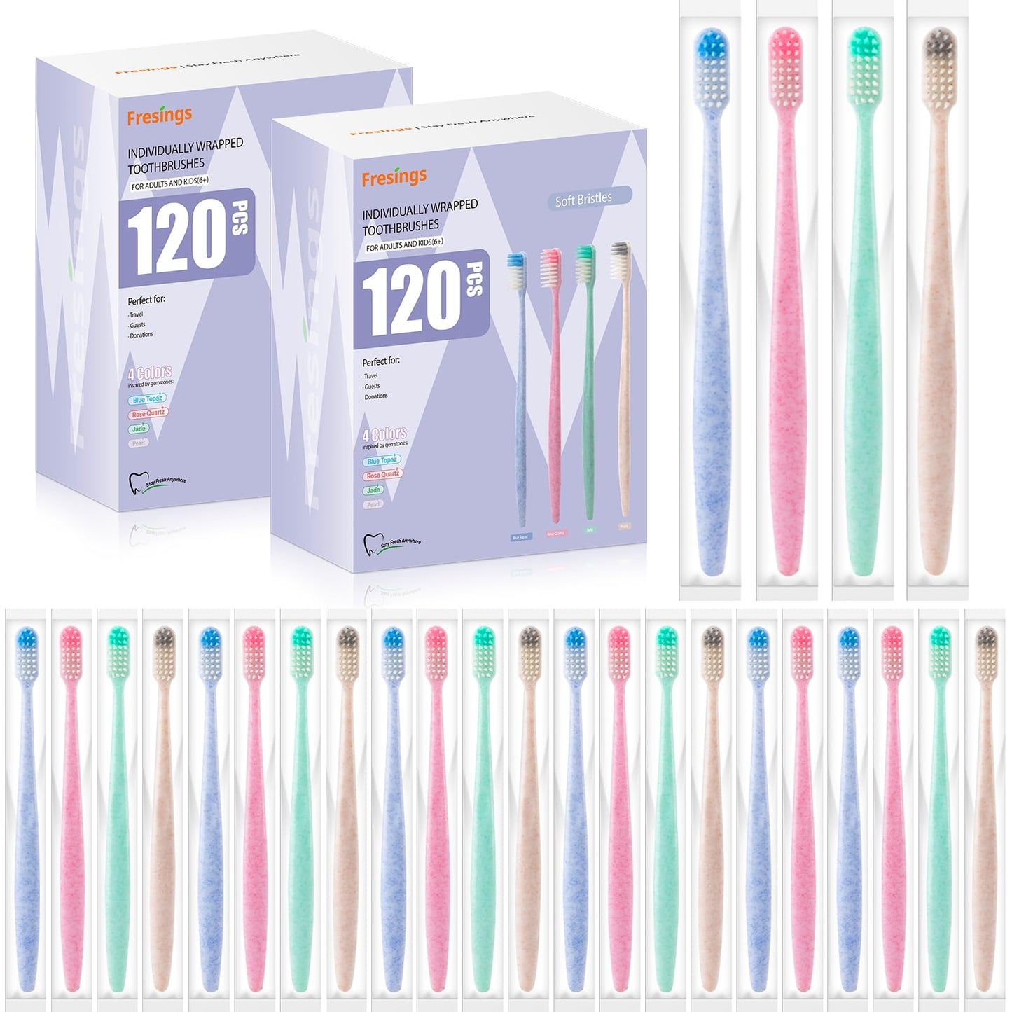 Fresings Bulk Disposable Toothbrushes, Individually Wrapped,240 Count
