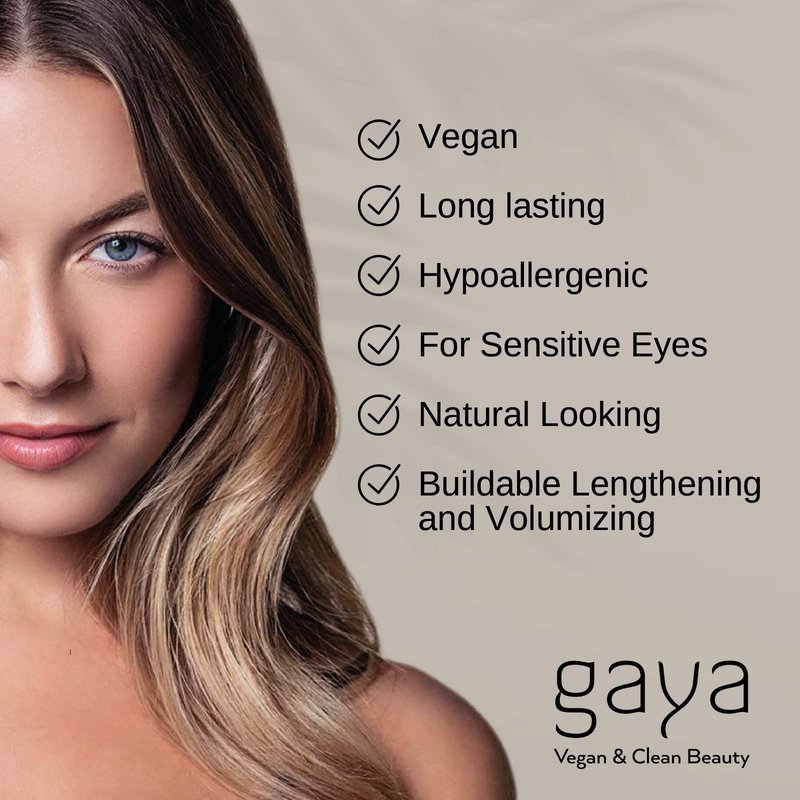 Vegan Mascara for Sensitive Eyes - Buildable Lengthening and Volumizing for Long Lashes or Natural Looking Eyelashes - Cruelty Free Volume and Length Lash Boost
