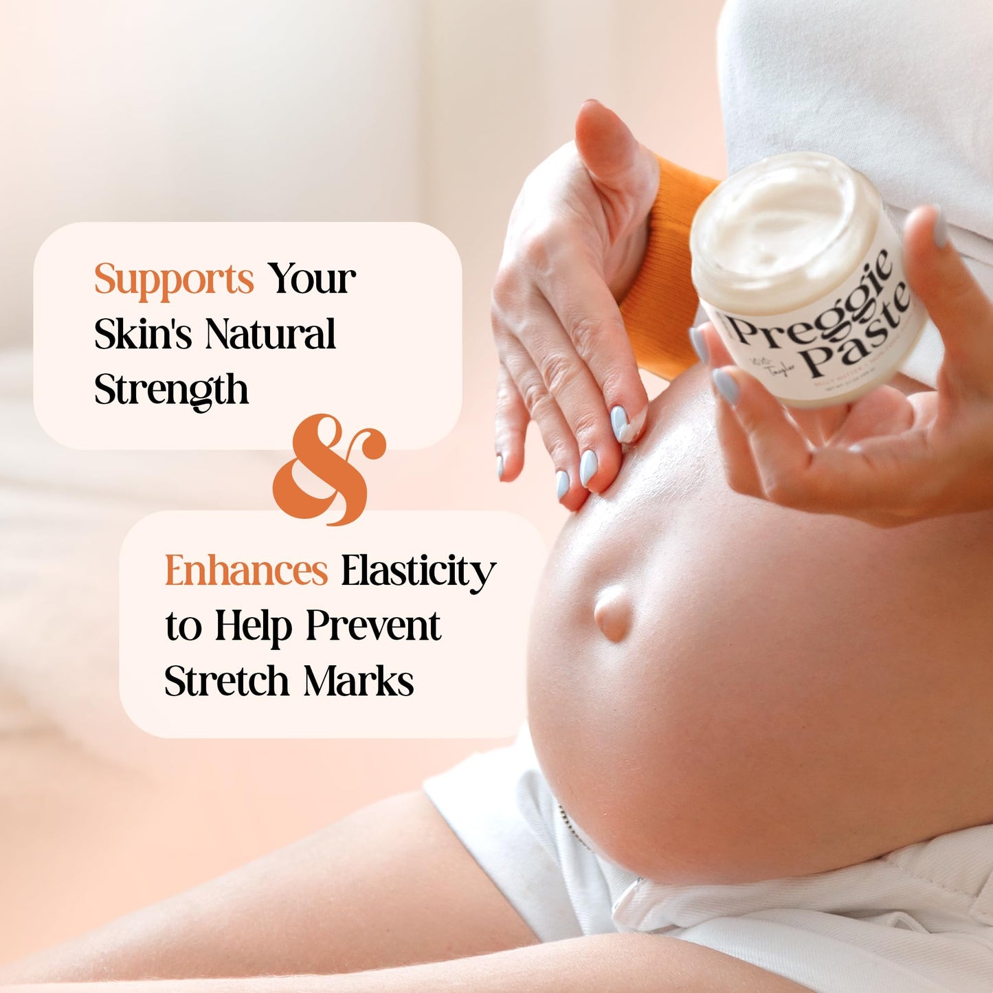 MOMMY LIFE Preggie Paste Belly Butter - Baby Essentials & Pregnancy Must Haves - Moisturizing Belly Firming Cream with Manuka Honey & Vitamin E - Hydrating & Nourishing Body Butter for Women (4oz)