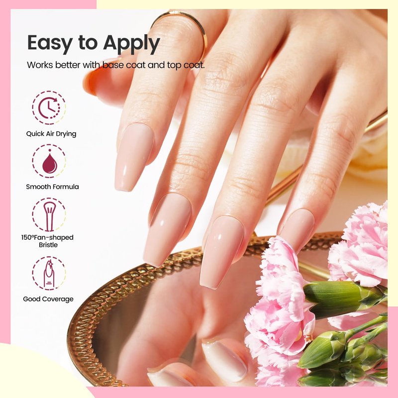 OpenLive 10ml Nude Pink Nail Polish Set 6 Colors Brown Red Purple All Seasons Neutral Color Quick Dry Nail Polish Set for Women Salon DIY Nail Art