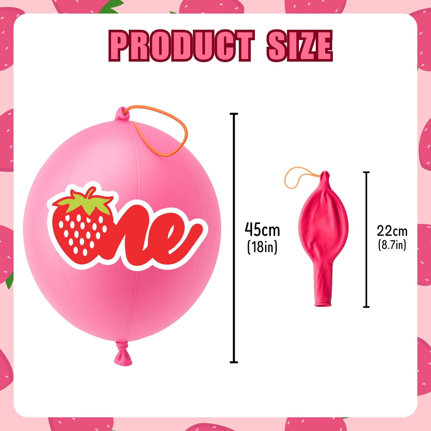 72 PCS Strawberry Party Favors - 48 PCS Temporary Tattoos & 24 PCS Punch Balloons Combo - Birthday Gifts & Goodie Bag Fillers