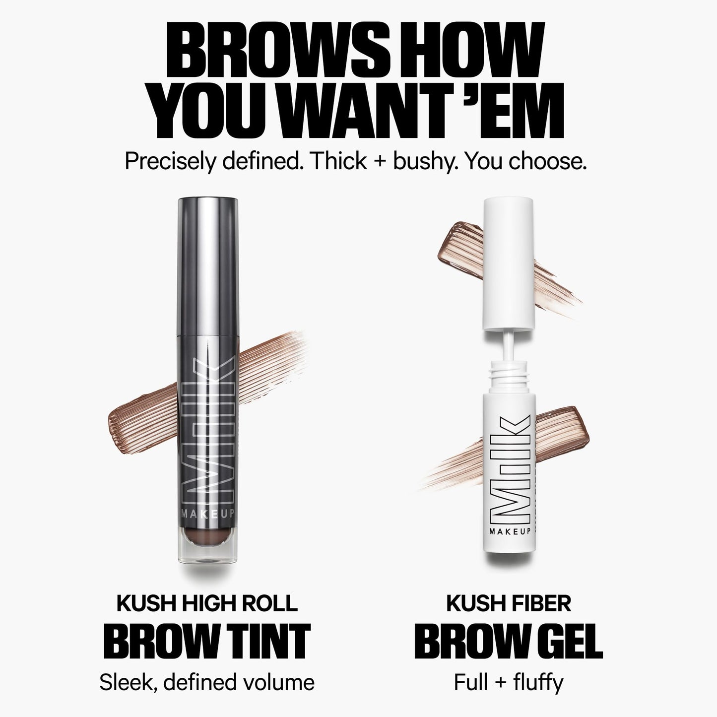 Milk Makeup KUSH Fiber Brow Gel – Tinted Gel Fluffs, Fills + Holds Eyebrows for a Fuller, Natural Look – Conditioning, Vegan Formula – Herb (Medium Brown), 0.15 oz