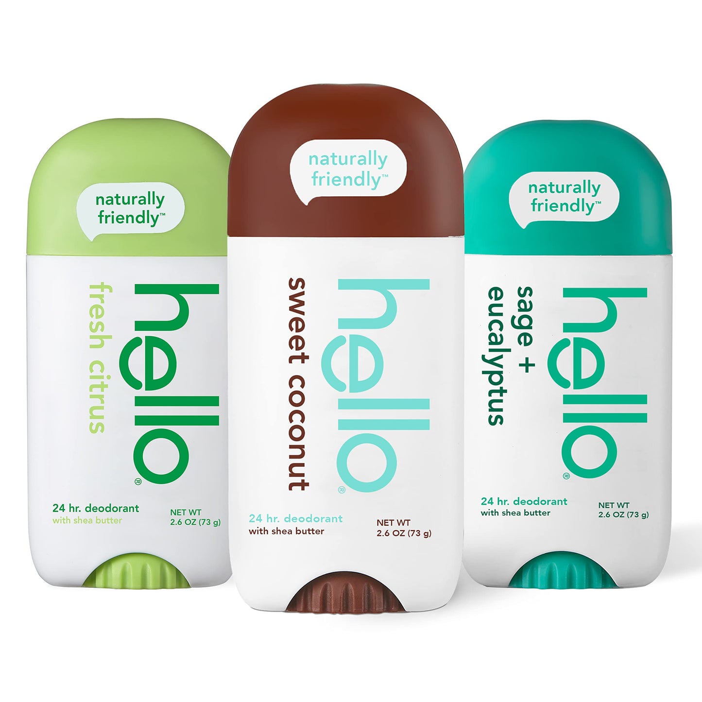 hello Deodorant Variety Pack (Sweet Coconut, Fresh Citrus, White Sage) & Unicorn Aluminum Free Deodorant for Women, Girls, Safe for Kids, Dermatologically tested, Natural Fragrance, 2 Pack