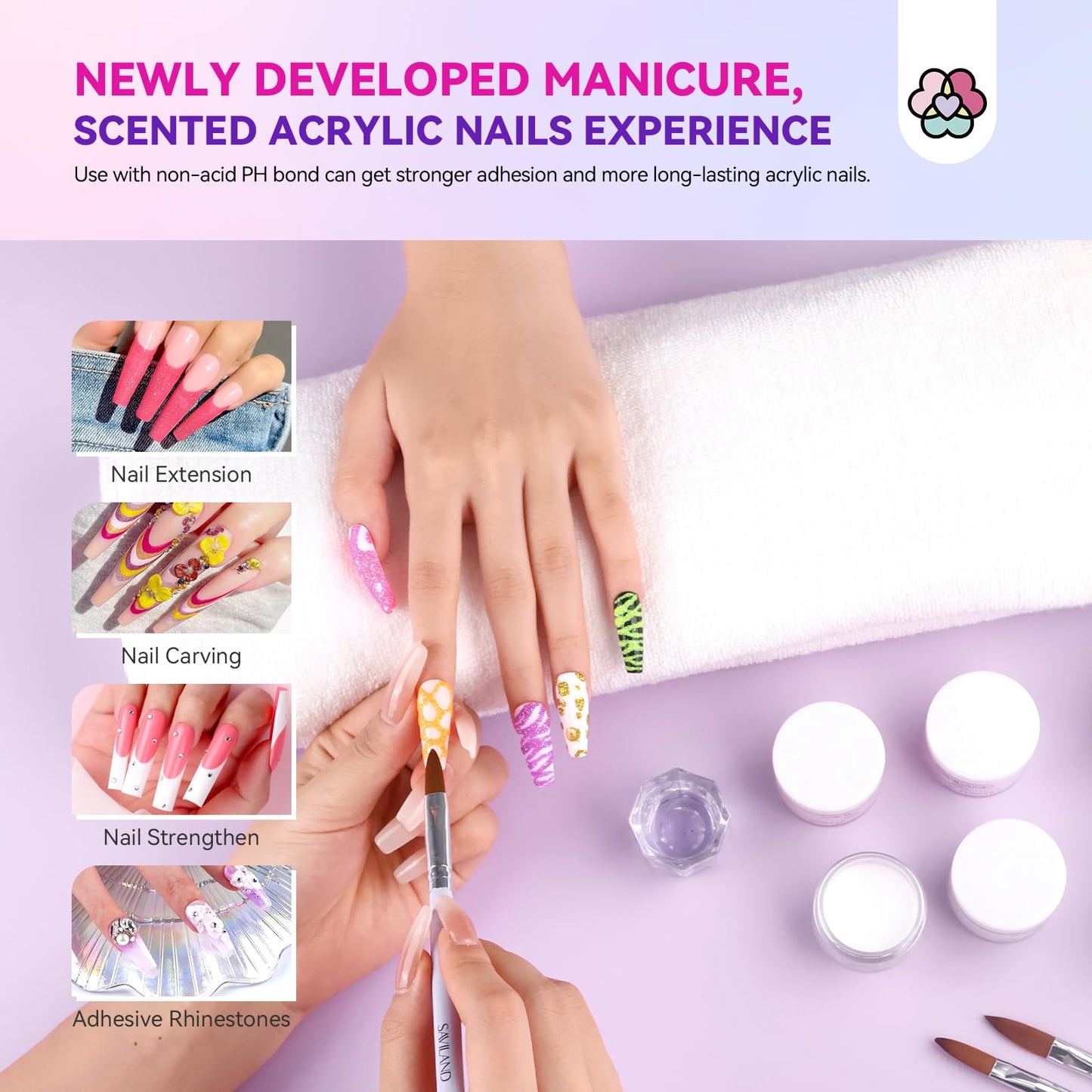 SAVILAND Acrylic Nail Kit with Drill & Essential Oil: Professional Acrylic Nails Kit for Beginner with Everything Nail Powder & Liquid Nail Primer Complete Home DIY Kit Salon Women Christmas Gift
