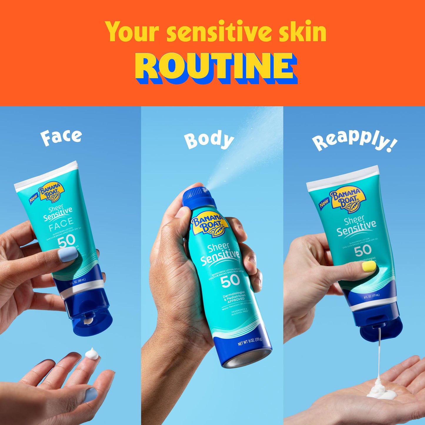 Banana Boat Sheer Sensitive Body Lotion, SPF 50, 6oz