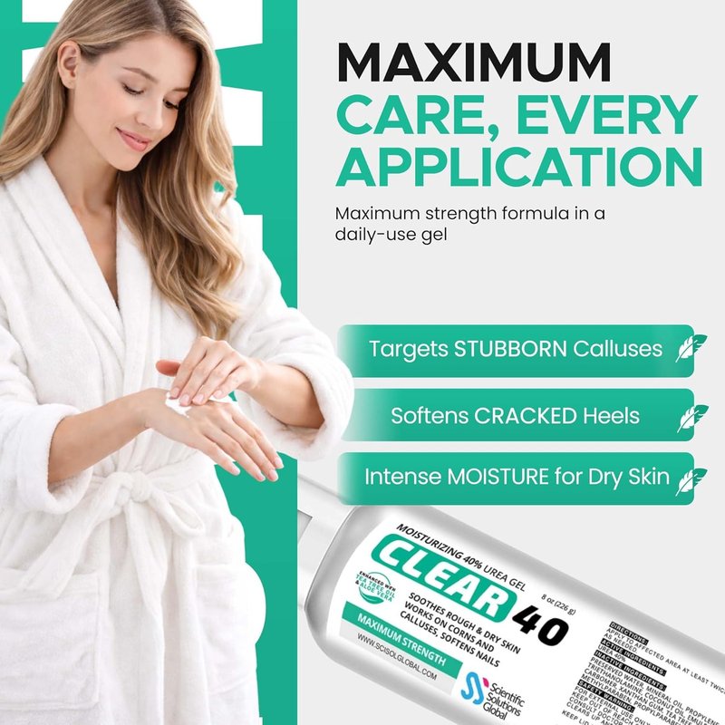 Urea Gel 40% with Tea Tree & Coconut Oil - Intensive Moisturizing Exfoliating Gel for Dry Skin | 8 oz