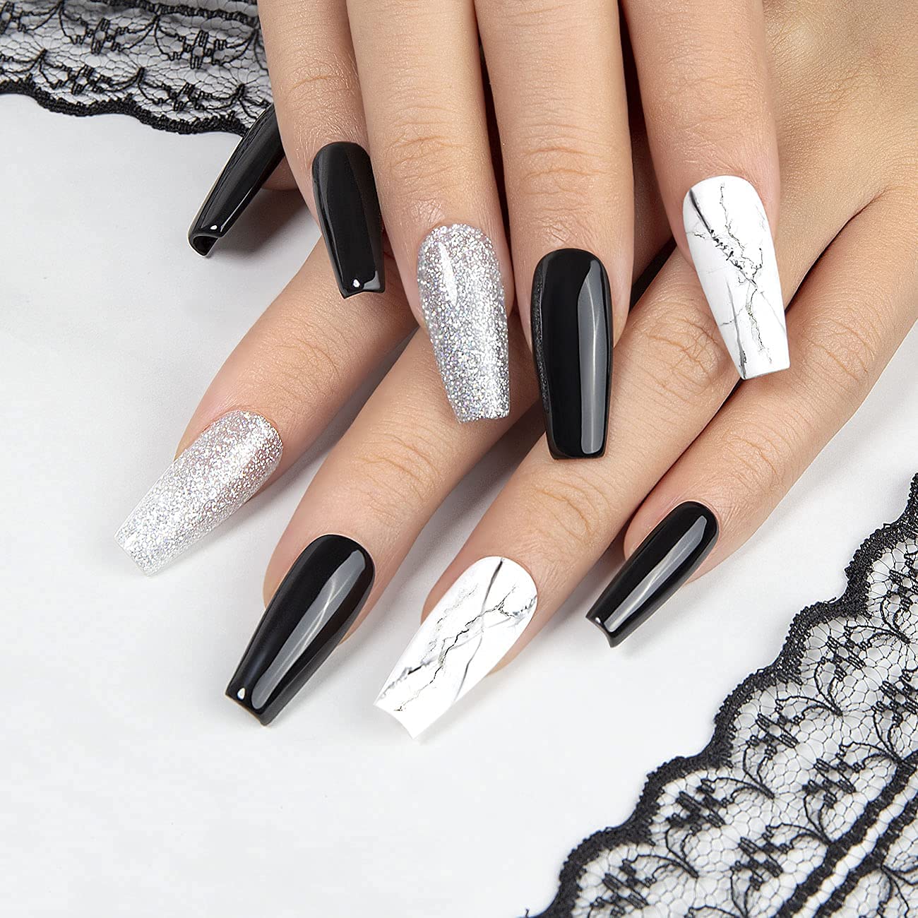 RARJSM Black and White Gel Nail Polish 15ml Large Capacity Soak Off UV LED Curing Required for French Manicure Salon DIY at Home 2pcs Set