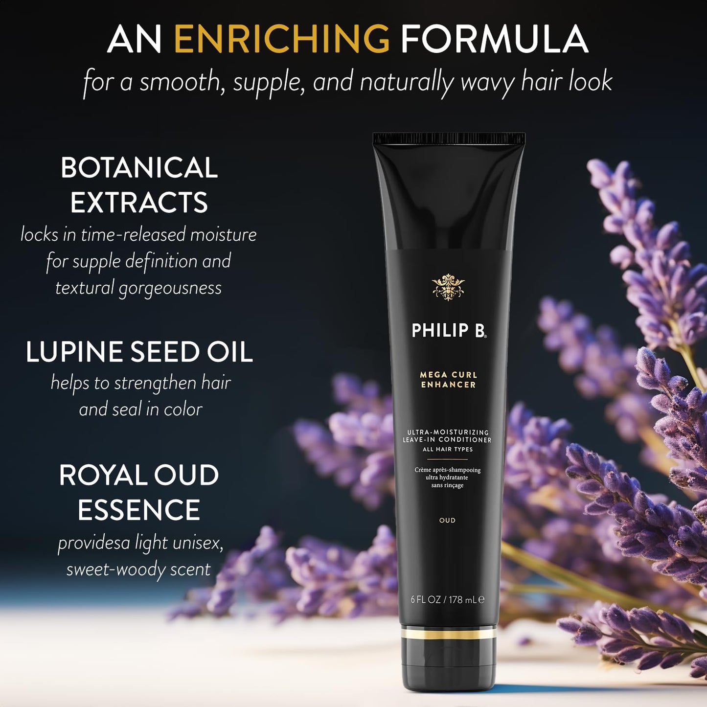 PHILIP B Mega Curl Enhancer, 2 fl. oz. (60 ml) - Ultra-Moisturizing Leave-in Conditioner, Repairs Dry Strands, Tames Frizz