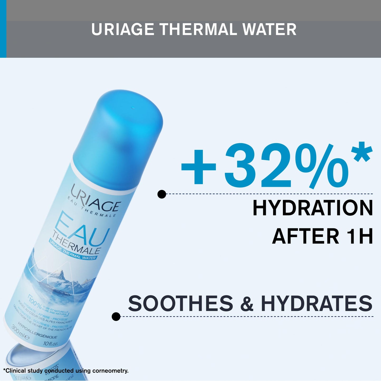 Uriage Face Mist Thermal Water, 100% Pure & Natural, + 32% of Hydratation after 1 hour, hydrates & Soothes Fresh Spray, Multi-purpose, for the whole Family