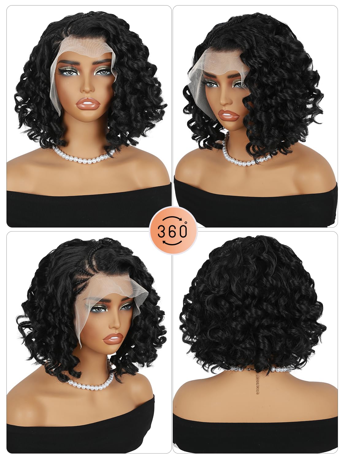Fancy Hair Loose Curly Braided Wig HD 13X4 Lace Front Wig with Baby Hair Pre Plucked Box Braids Glueless Side Part Wig for Black Women
