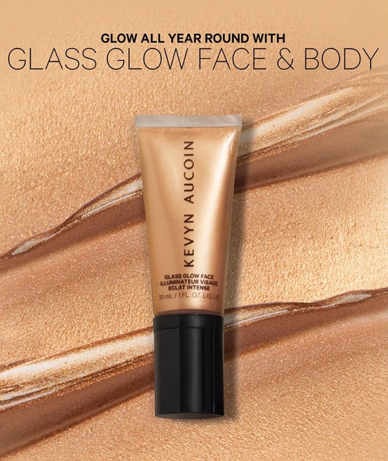 Kevyn Aucoin Glass Glow Face, Prism Rose: Multi-purpose universal dewy highlighter for face and body. Creates glowing youthful-looking hydrated skin with a glassy complexion. Makeup artist go to.