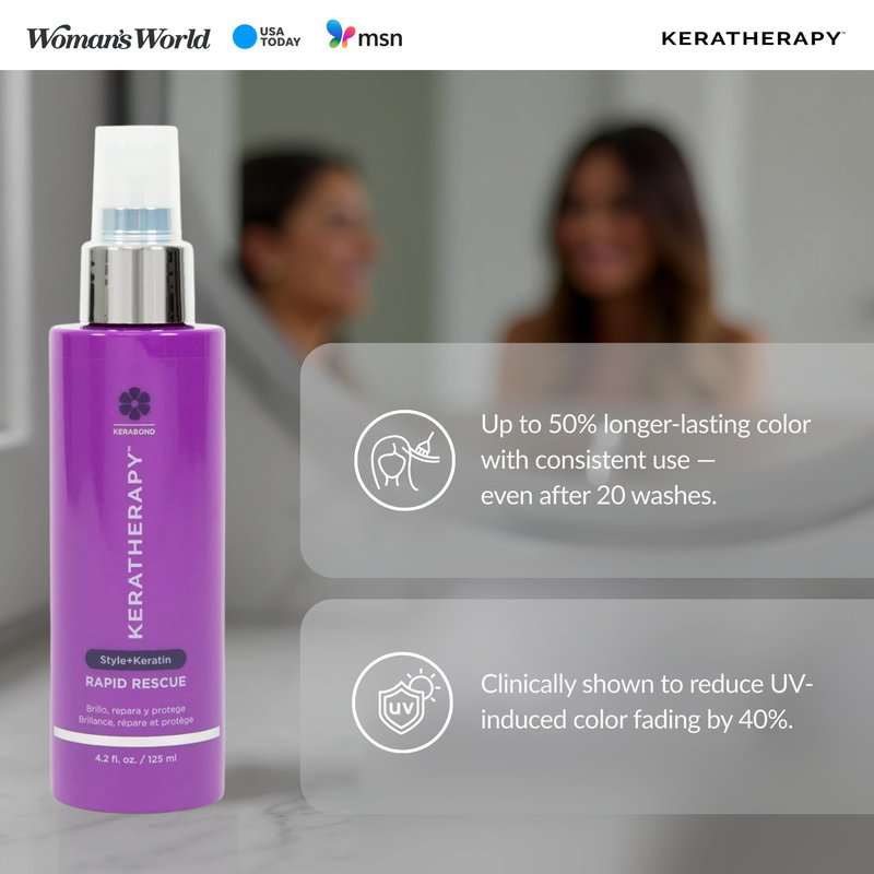 KERATHERAPY Keratin Infused Rapid Rescue Shining Shine Spray for Thermal Hair Protection, 4.2 fl. oz., 125 ml - Hair Breakage Repair Spray with Coffee Extract, Sunflower, Macadamia Oil, & Pearl Powder