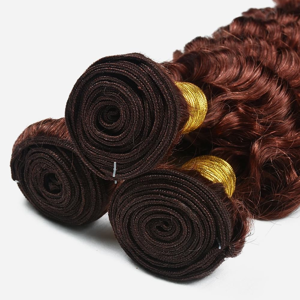 #33 Copper Red Bundles Reddish Brown Human Hair Bundle Brown Deep Wave Bundles 20 22 24 inch Copper Red Deep Wave Bundle