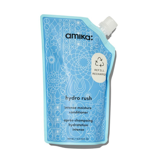 amika hydro rush intense moisture conditioner with hyaluronic acid, 500ml | for dry, textured, or coarse hair types 2a-4c, long-lasting hydration, color-safe, keratin + chemically treated safe