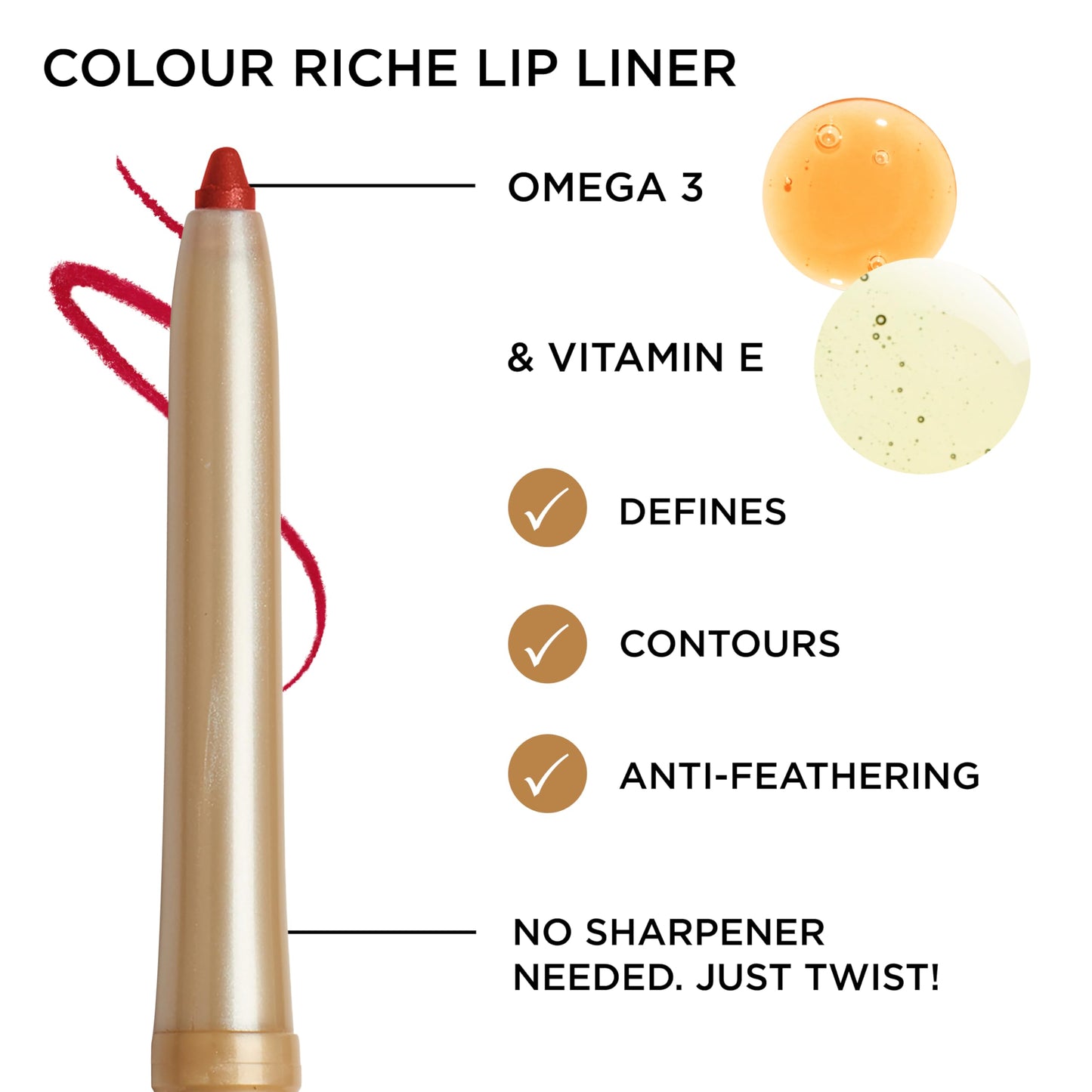L'Oreal Paris Colour Riche Lip Liner Pencil, Creamy Lip Liner with Omega 3 and Vitamin E, 601 Worth It (Pinky Nude)