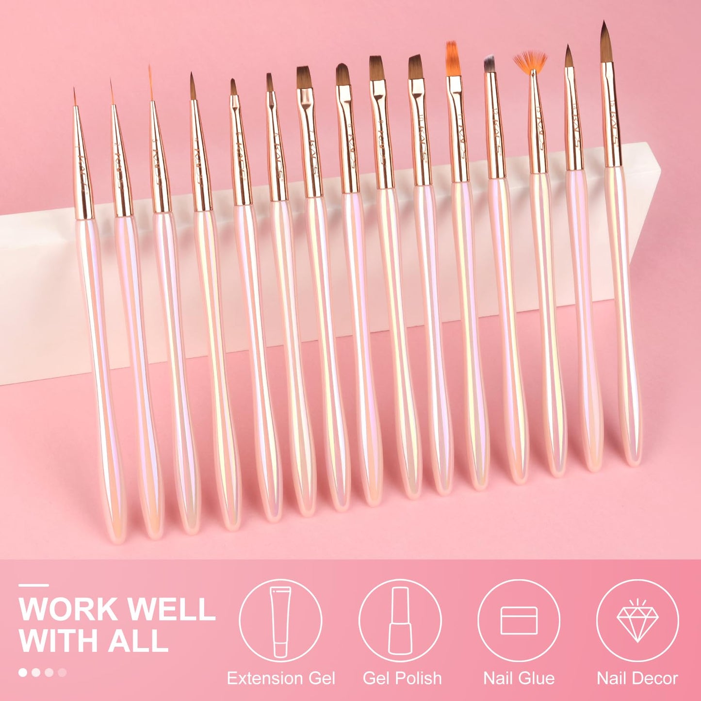 KADS 15Pcs Acrylic Nail Art Application Brushes Nail Art Tips Liner Brush Builder Brush Nail Painting Brush set (15Pcs Butterfly Garden Package)