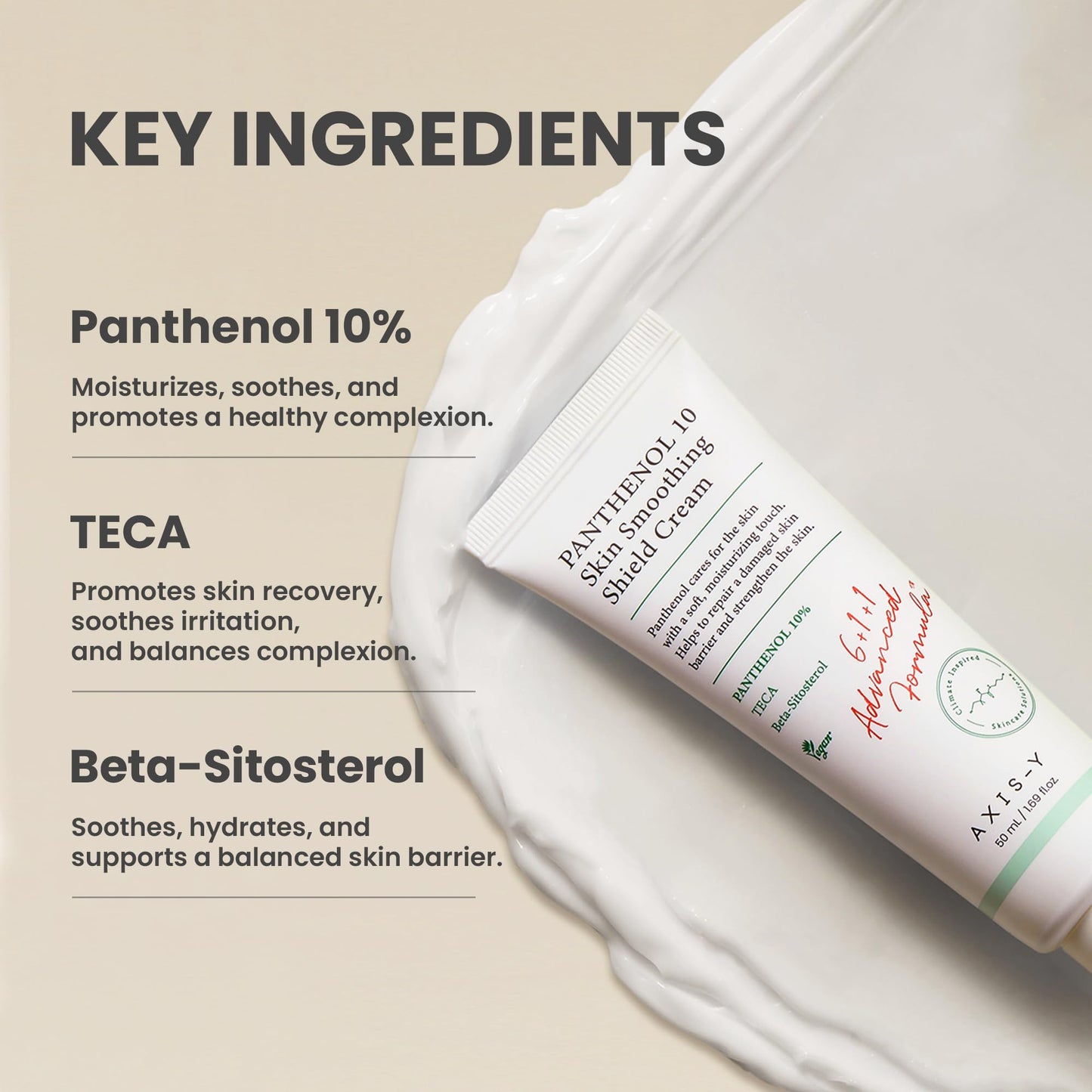 AXIS-Y Panthenol 10 Skin Smoothing Shield Cream - Daily Facial Moisturizer Barrier Cream for Long Lasting Hydration & Soothing - Vegan Korean Skin Care Face Lotion (1.69 fl. oz.)
