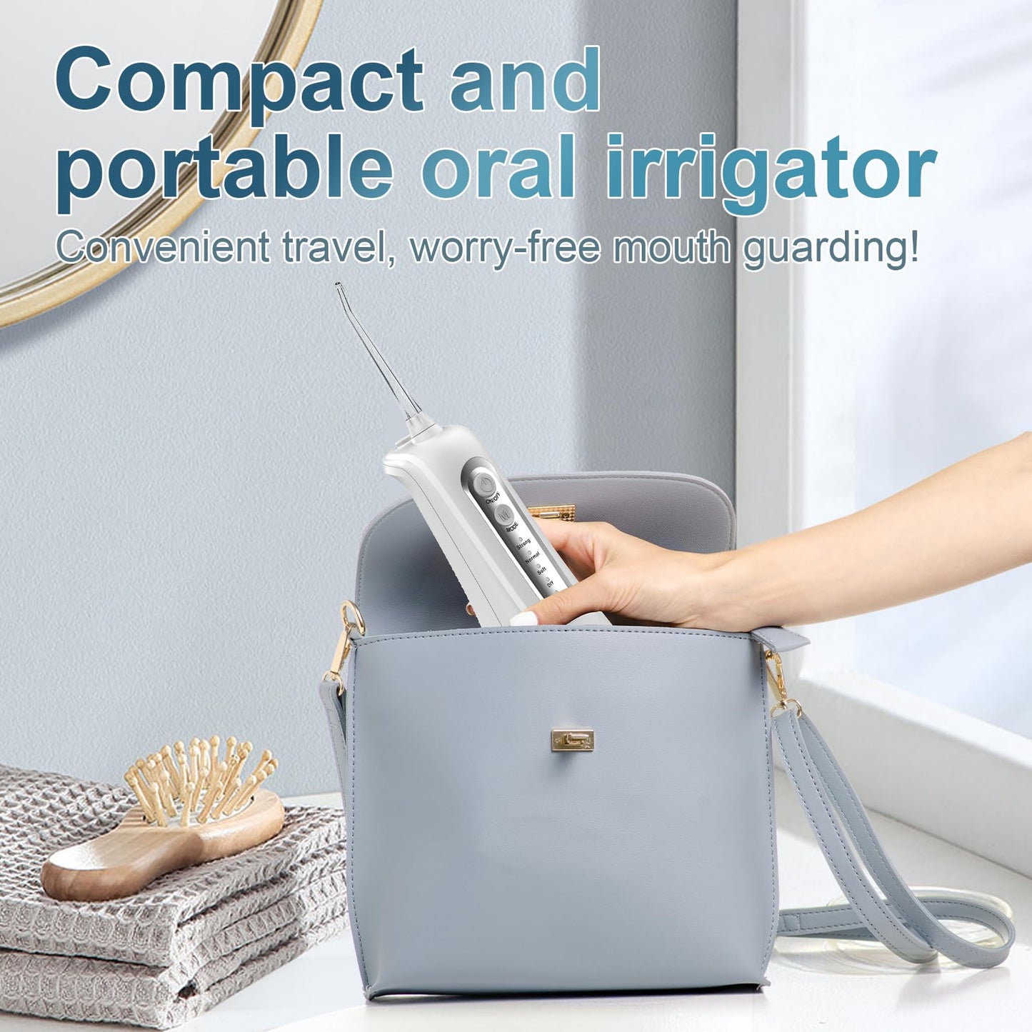 Cordless Water Dental Flosser Teeth Pick Portable Rechargeable Flossers Oral Irrigator with 4 Modes,IPX7 Waterproof Floss for Deep Cleaning and Gum Care,Ideal for Home Use, Daily Shower, and Travel