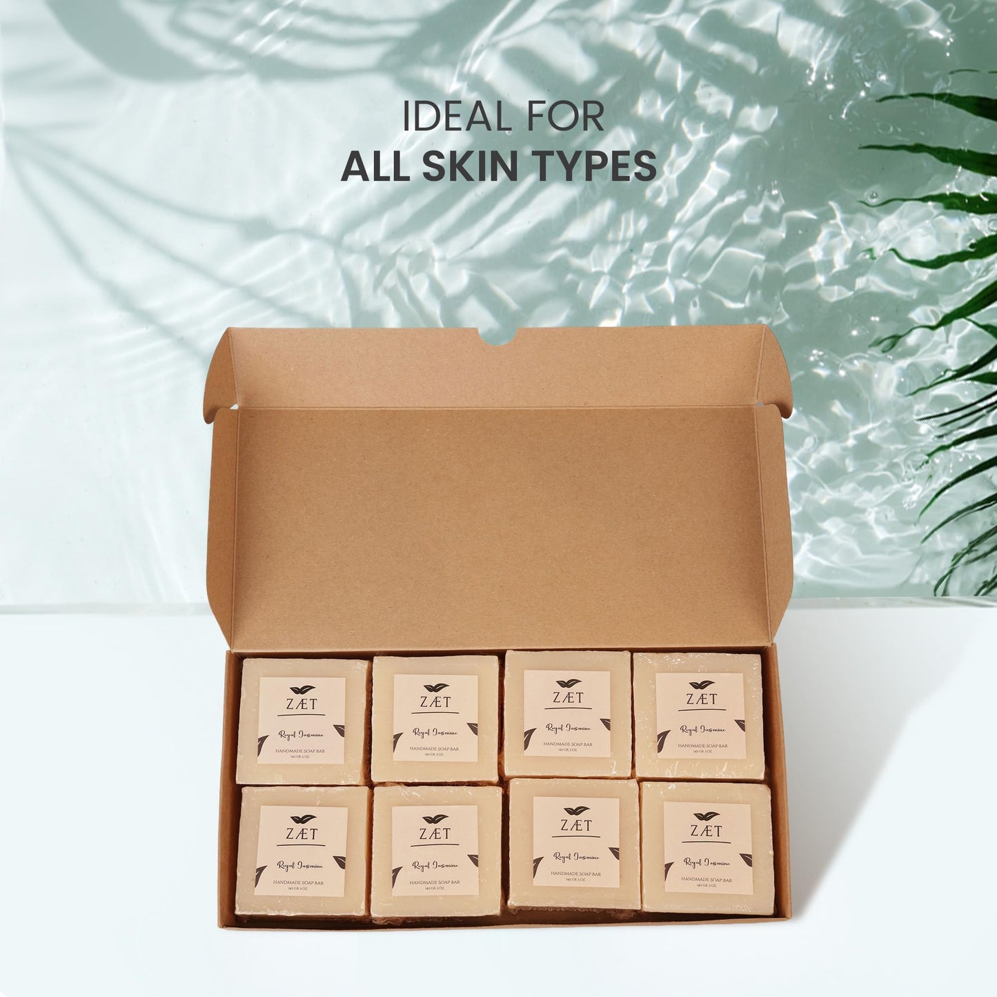 ZÆT 8-Pack Royal Jasmine Bar Soap – Natural Jasmine Extract with Olive Oil and Coconut Oil - Handmade Soap Bar for Face, Body and Hands - Ideal for All Skin Types, Men and Women