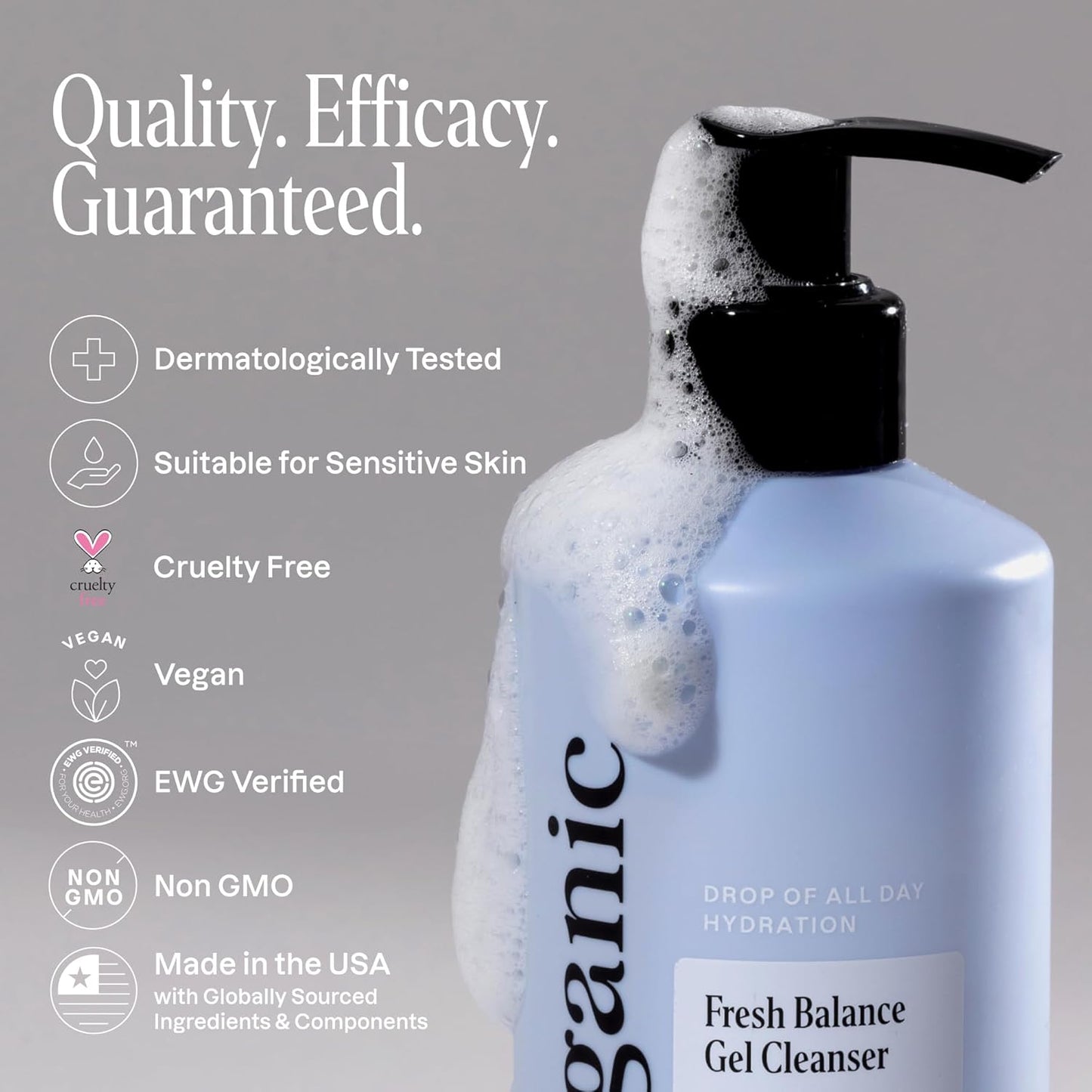 Cliganic Hydrating Facial Gel Cleanser - Gentle Face Wash with Jojoba, Rosehip & Argan Oils | Balanced Glowing Skin
