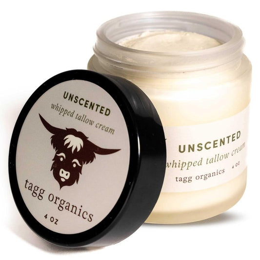 Whipped Tallow Cream for Skin - Organic, Chemical-Free Hydration | Unscented 4oz for Dry & Sensitive Skin
