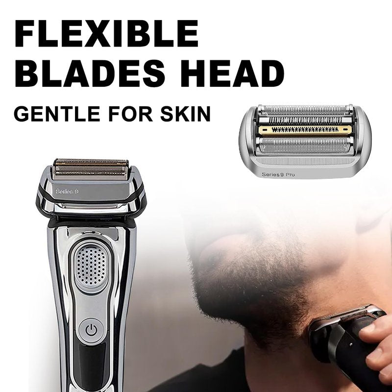 Series 9 94M Electric Shaver Head Replacement Part 94M Silver, Compatible with Braun Series 9 Pro and Series 9 Electric Razors 9290cc, 9291cc, 9370cc, 9293s, 9385cc, 9390cc, 9330s