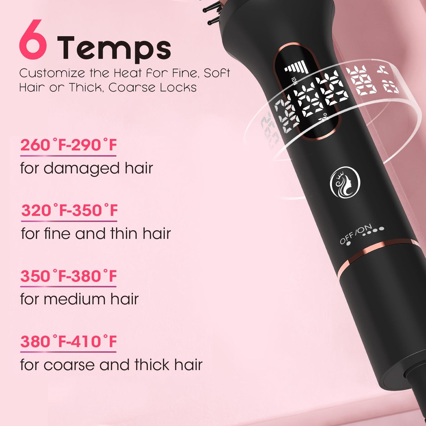 CINOSTAR Heated Round Brush for Blowout Look Volumizer, 1.5 inch Styler Tool, 6 Temps Ionic Thermal Brush, Fast Heating, Dual Voltage for Travel, Blush Gold