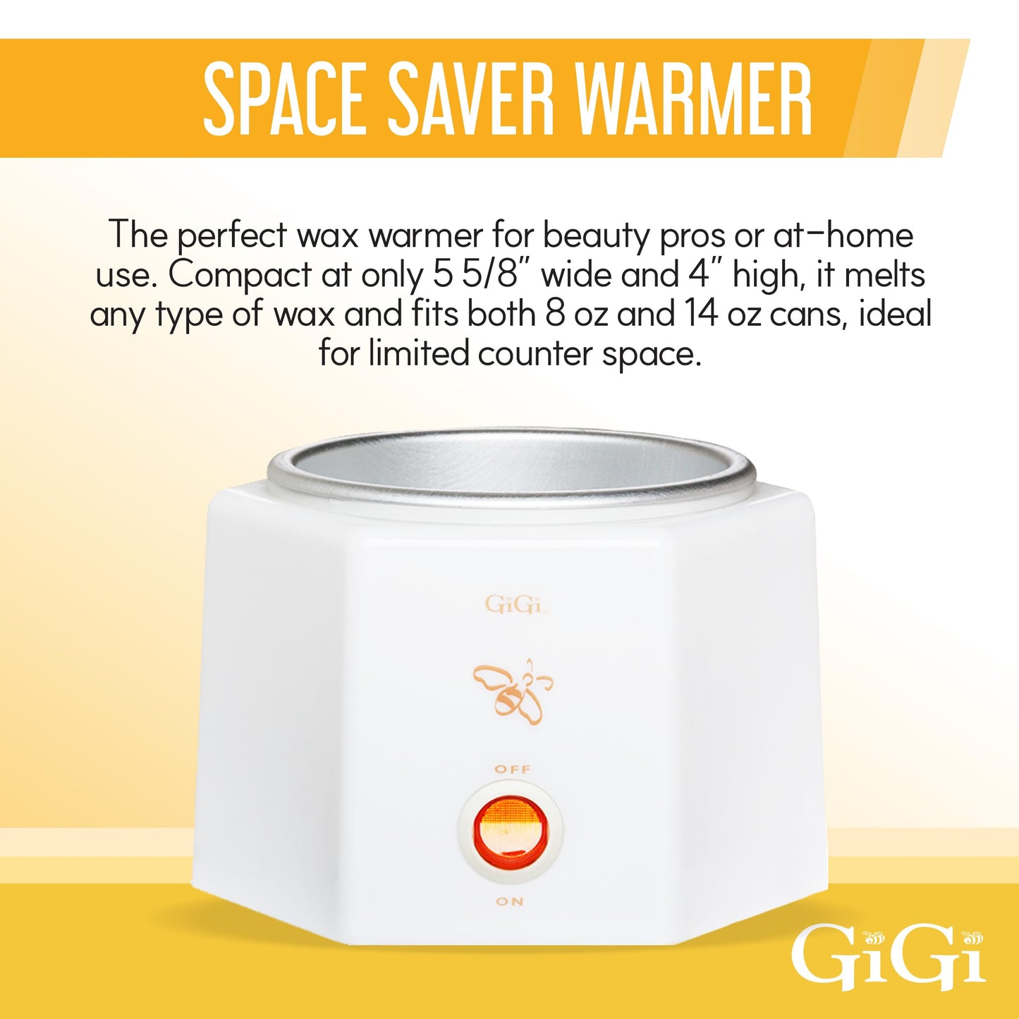 GiGi Hair Removal Wax Warmer, Waxing Kit, Space Saver, Compact, Accomodates 8 oz and 14 oz Wax Cans, 1 Pack
