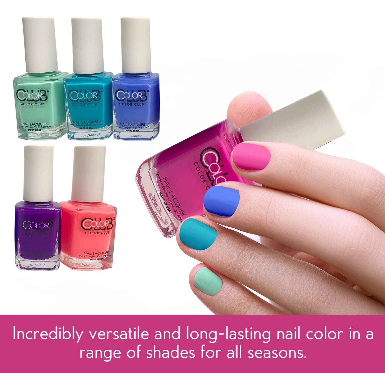 Color Club Vacation Nail Lacquer Set of 6 - Beach Trip Nail Polish Set - Nail Art Manicure Set