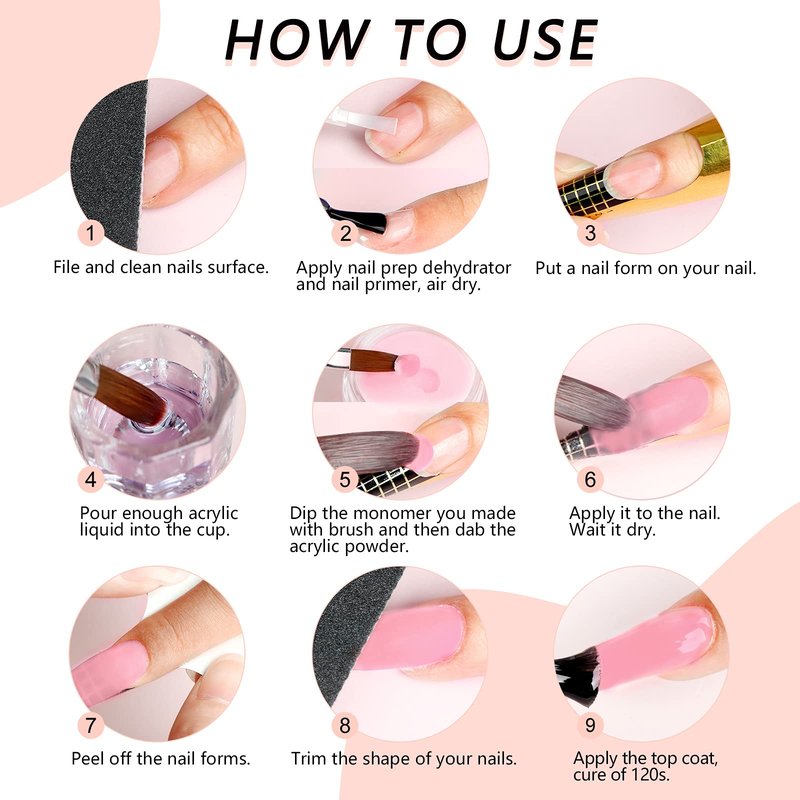Saviland Pink Acrylic Powder: 30g Professional Colored Acrylic Nail Powder Polymer for French Manicure DIY Nail Art Extension 3D Carving, Long Lasting No Need Nail Lamp
