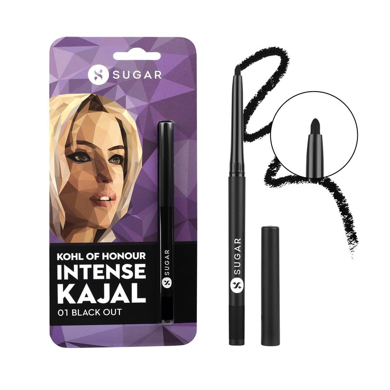 SUGAR Cosmetics Kohl Of Honour Intense Matte Kajal Waterproof & Smudgeproof Lasts upto 10hrs 0.25gm - Pack of 1 01 Black Out