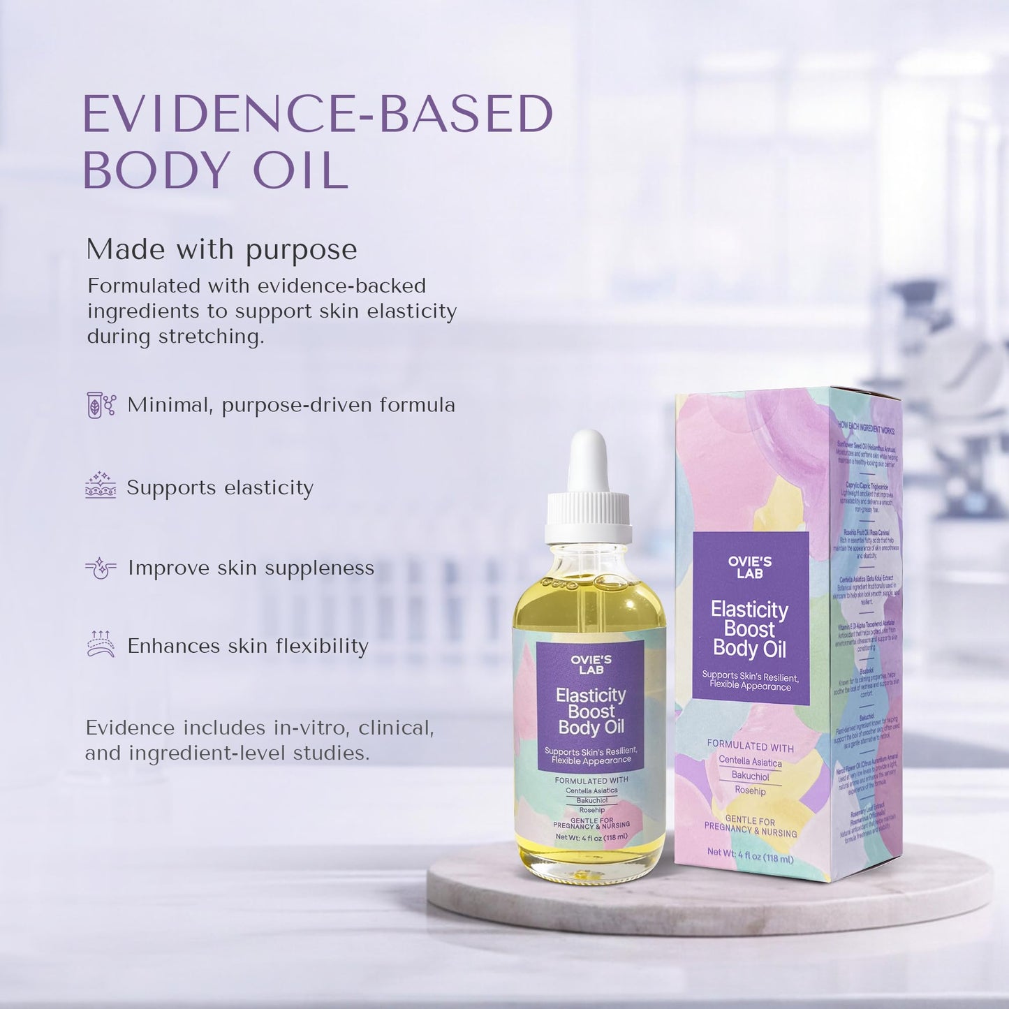 Belly Oil for Pregnant Women – Oil for Stretch Marks During Pregnancy & Postpartum, Pregnancy Stretch Mark Support with Centella Asiatica, Lightweight Body Oil