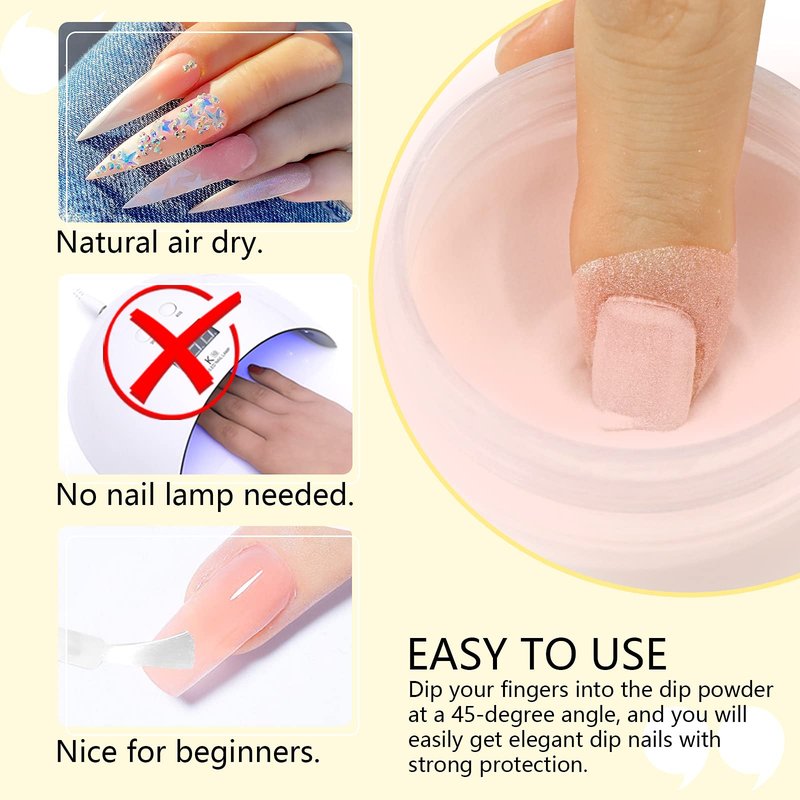 SAVILAND Nude Dip Powder - 2.1 oz Dip Powder for Natural French Nail Art, Strengthens Nails, Easy for Beginners, No Lamp Needed