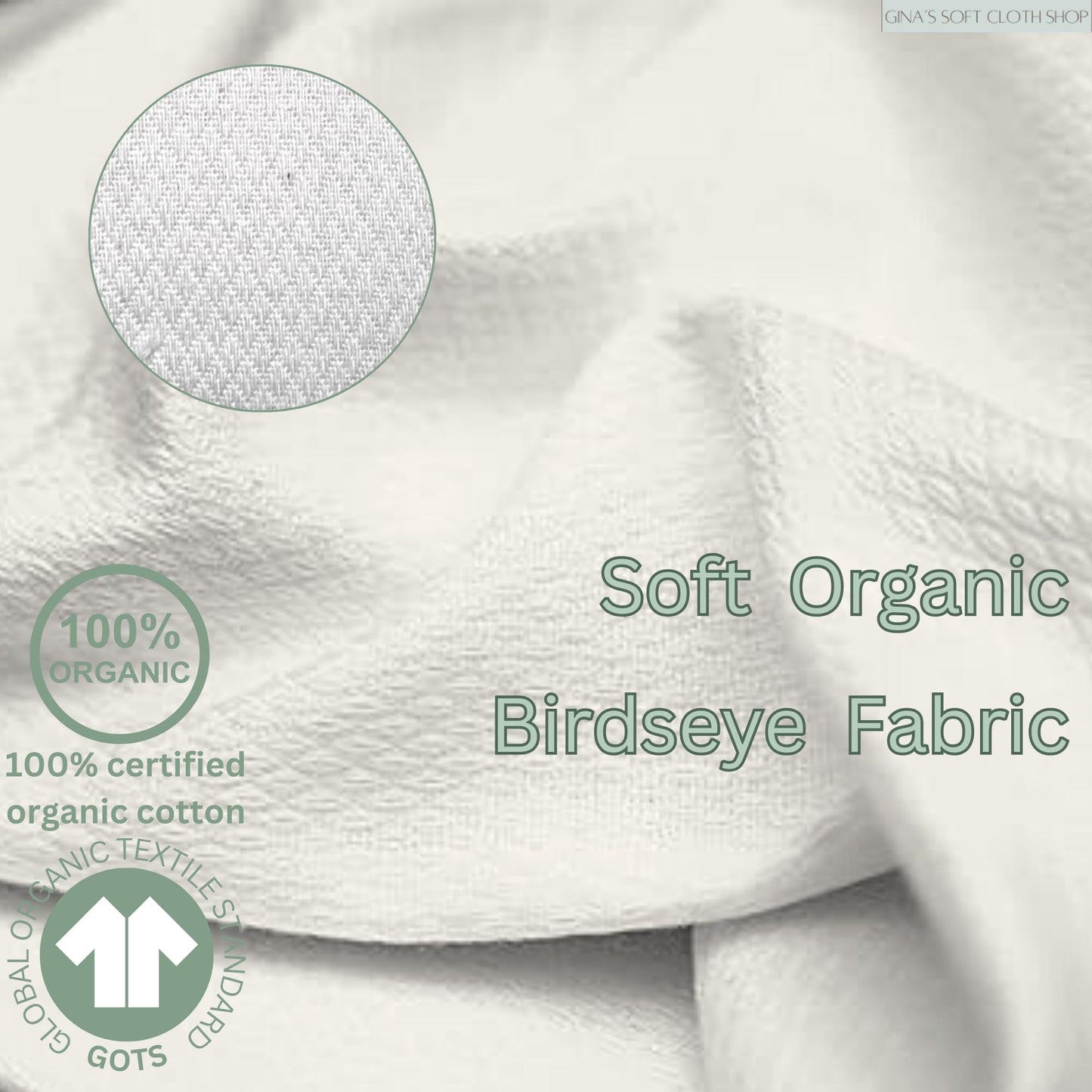 Gina's Soft Cloth Shop 1 Ply Organic Birdseye Washable Baby Wipes 8x8 Inches Set of 20 Rainbow Assortment- Proudly Made in The USA!