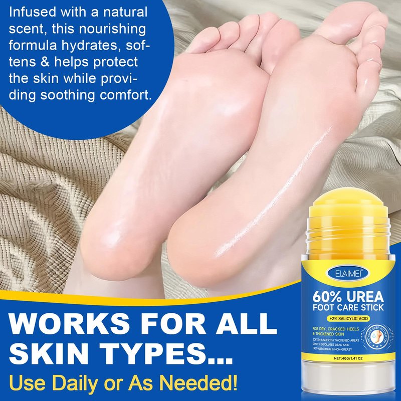 Urea Cream Stick 60% Plus 2% Salicylic Acid, Extra Strength Urea Foot Cream for Dry Cracked Heels, Callus Remover for Feet,Moisturizing Lotion for Hands, Knees,Elbows,Softens and Exfoliates Dead Skin