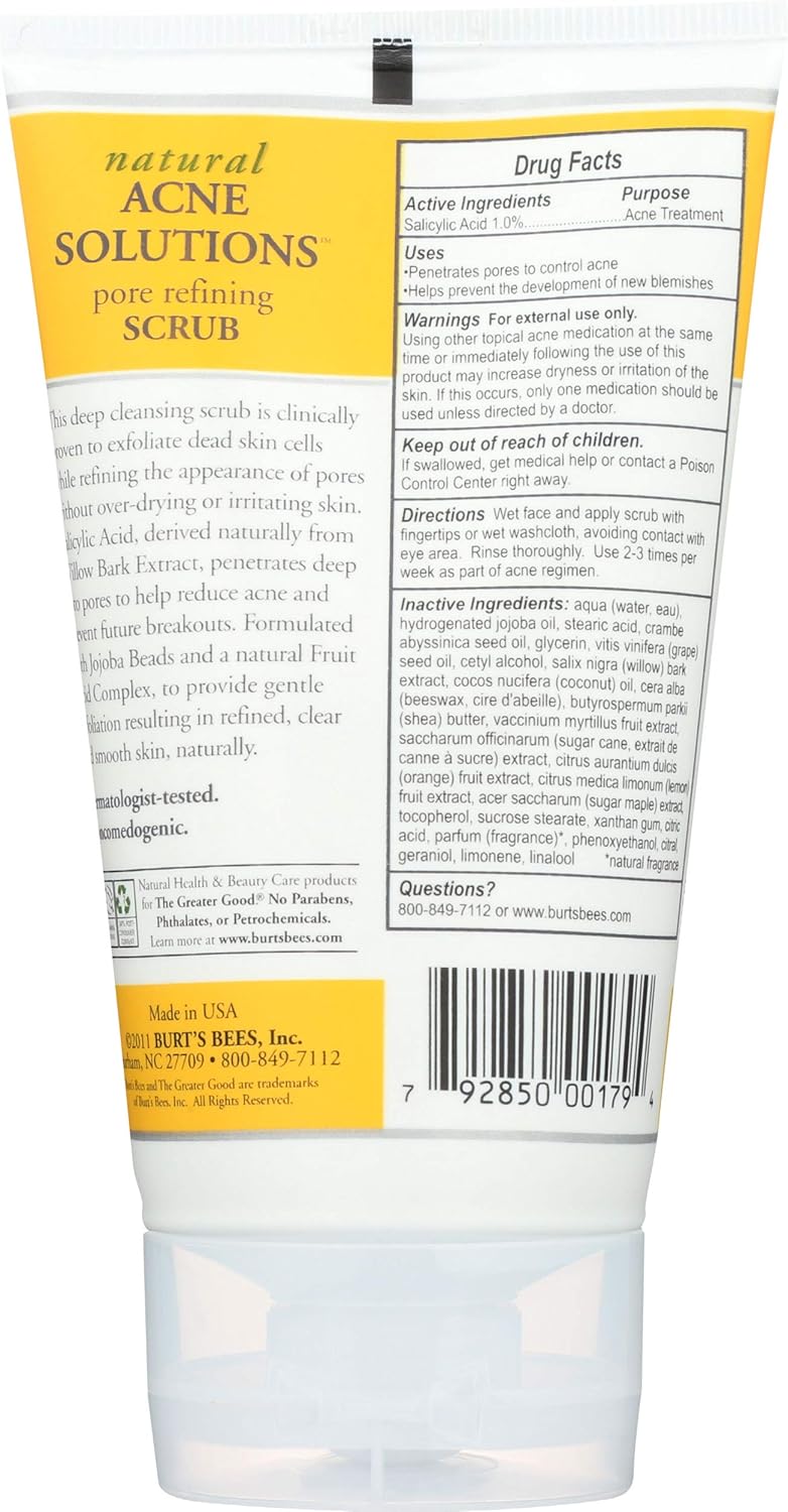 Burt's Bees Acne Facial Scrub - Natural Exfoliating Cleanser | 4 Oz