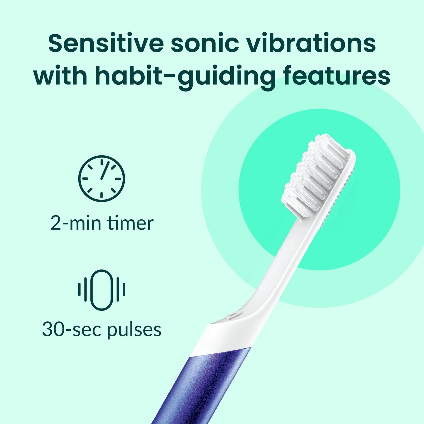 Quip Sonic Toothbrush for Adults - Timed Electric Toothbrush with Cover - Replaceable Brush Head, Soft Bristles, Metal Handle, 3 Month Battery Life - Travel Toothbrush - Indigo