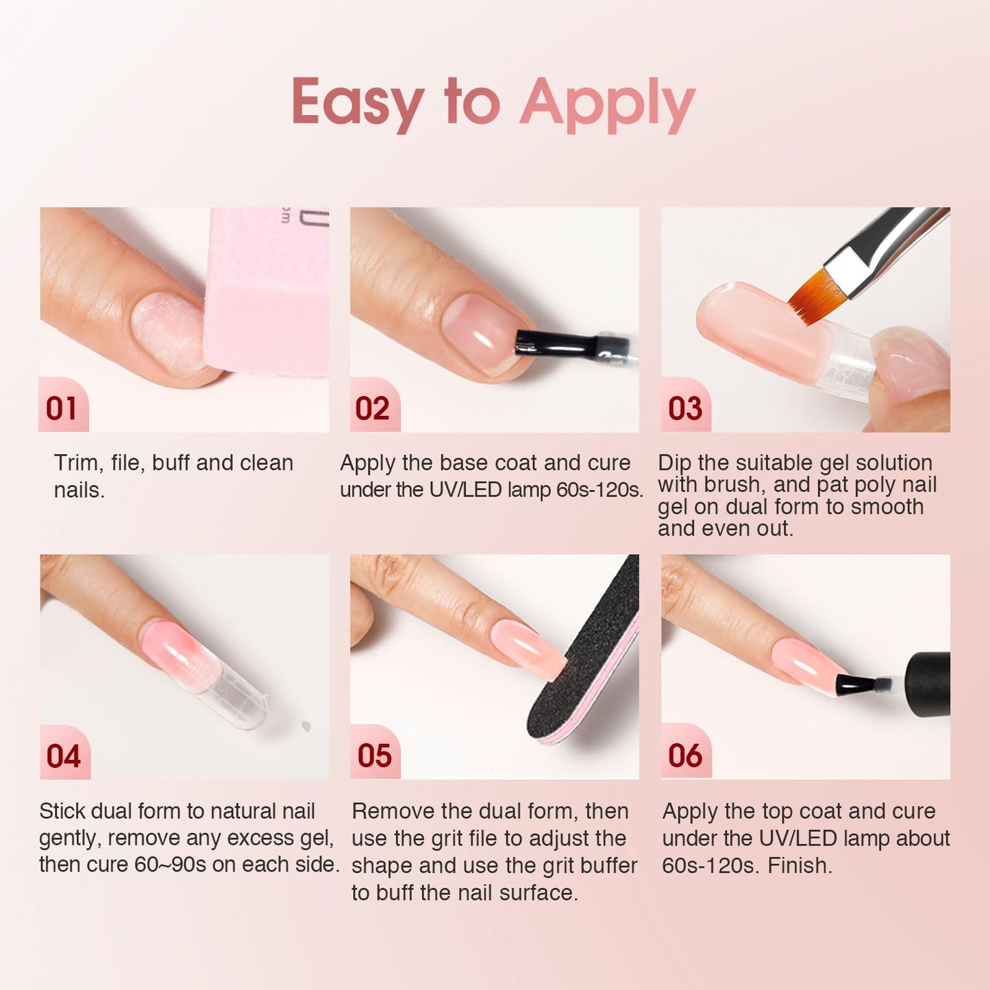 ROSALIND 12PCS Pink Brown Christmas Poly Nail Gel Kit with Mini Nail Lamp White Glitter Pink Poly Extension Gel Set 0.34oz/10ml with Slip Solution Basic Tools for Beginners with Everything
