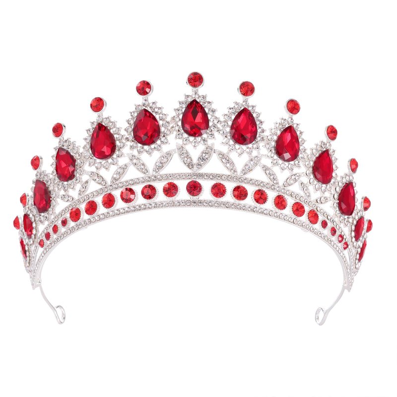 Kamirola Tiaras Princess Crowns for Women Crystal Headbands for Bridal, Princess for Wedding and Party(TR21) (Silver & Red)